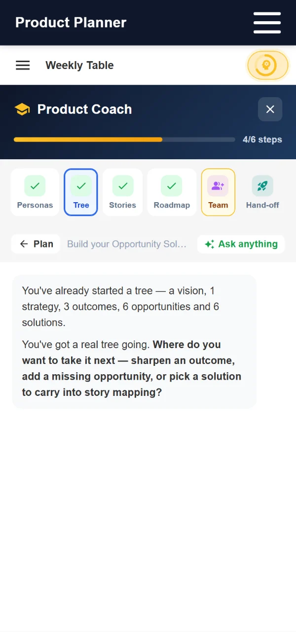 The AI product coach on a phone